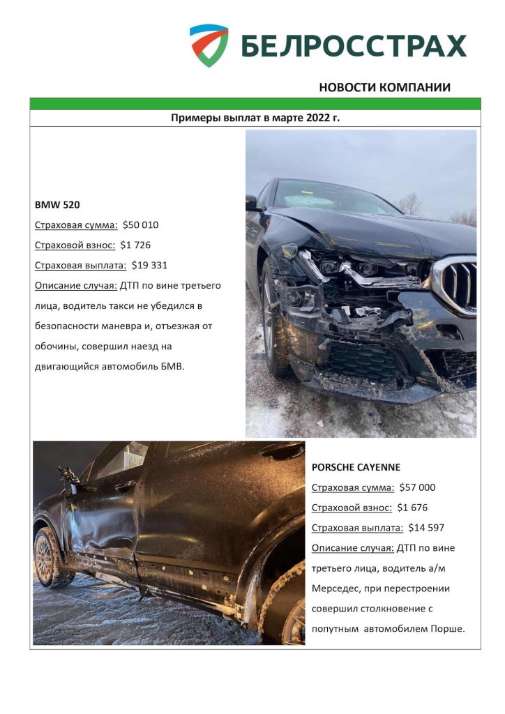 примеры выплат по автокаско